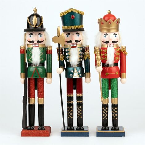 43cm Wooden Nutcrackers Figures Christmas Ornament 3Pcs Set