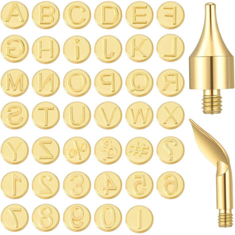43pcs Wood Burning Tip Letter Wood Burning Tip Set Including Alphabet Number Symbol for Wood Burner Craft DIY Embossing Carving