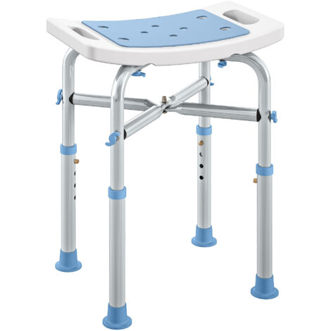 44-51.5cm Aluminium Frame Shower/Bath Stool - Light Blue