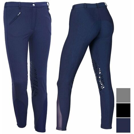 44 IT, blu: Pantalon d'équitation léger d'été pour femmes, avec poignée en silicone et tissu extensible