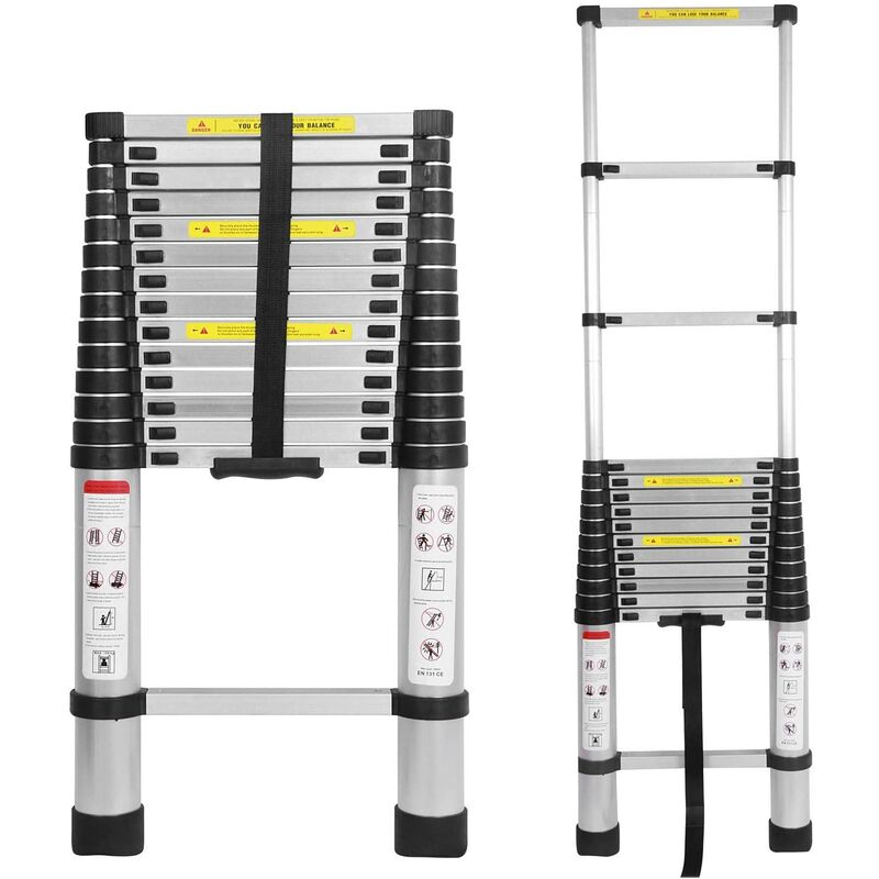 4.4 Meters Aluminums Ladders Portable Straight Ladder Household Folding Extension Telescopic Ladders Stepladder