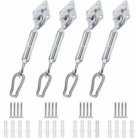 44-piece Shade Sail Fixing Kit, Garden Shade Sail Fixing Kit for 304 Stainless Steel Shade Sails for Triangles, Squares, Rectangles and Triangular Shapes