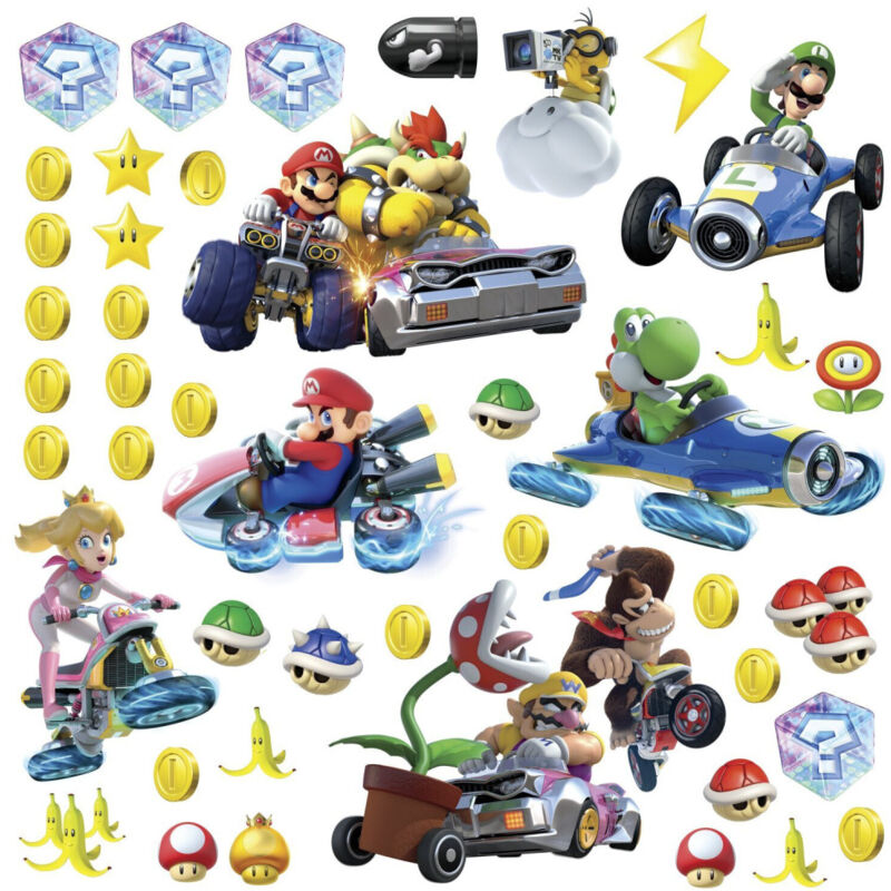 Roommates - 44 Stickers Mariokart 8 nin 4 planches 25x44cm