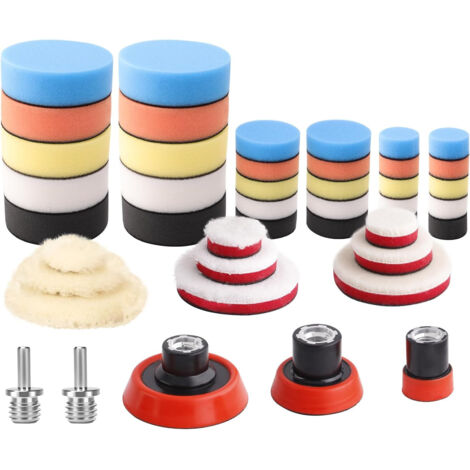 44-teiliges Polierpad-Set, Polierpad, Polierschwamm, Polierwolle-Wachs, Autopolitur-Set, mit M14-Bohradapter für Bohrmaschine