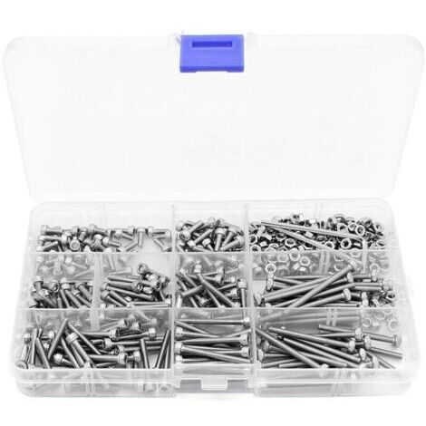 440PCS M3 Bouton à Tête Hexagonale Socket Tête Câble Boulons Vis avec écrous Assortiment en Acier inoxydable