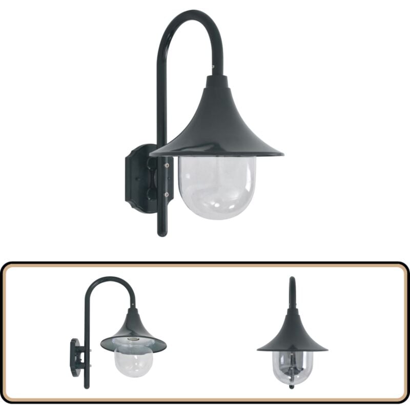 44213 applique jardin E27 42 cm aluminium Vert Foncé - Applique Murale Extérieure - Éclairage Jardin - Luminaire Extérieur - Lampadaire Extérieur