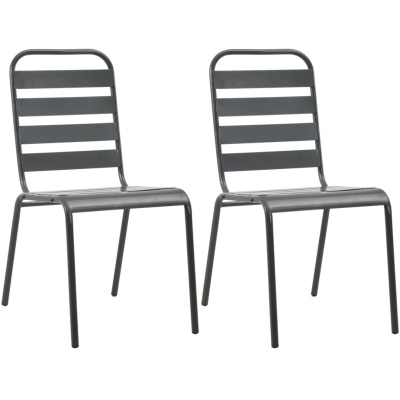 Vidaxl - Stackable Outdoor Chairs 2 pcs Steel Grey