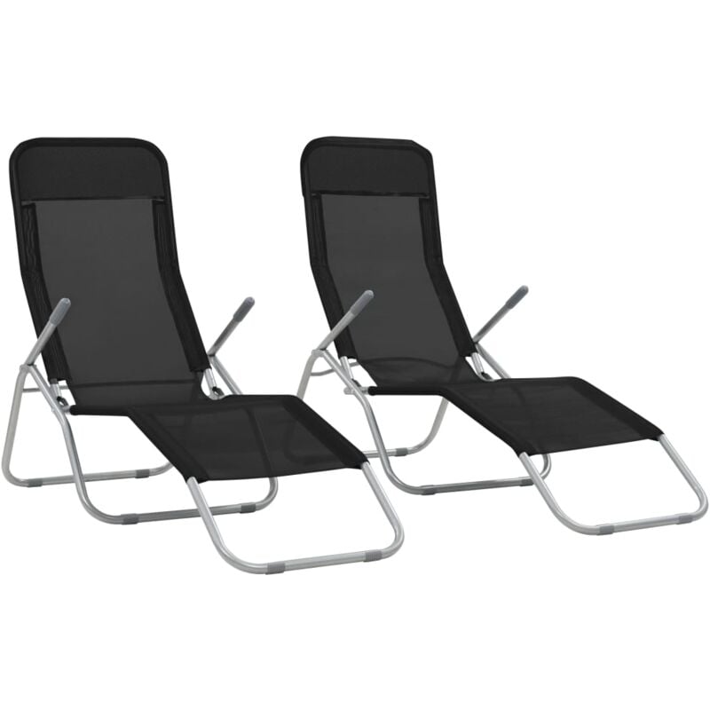 Vidaxl - Folding Sun Loungers 2 pcs Textilene Black