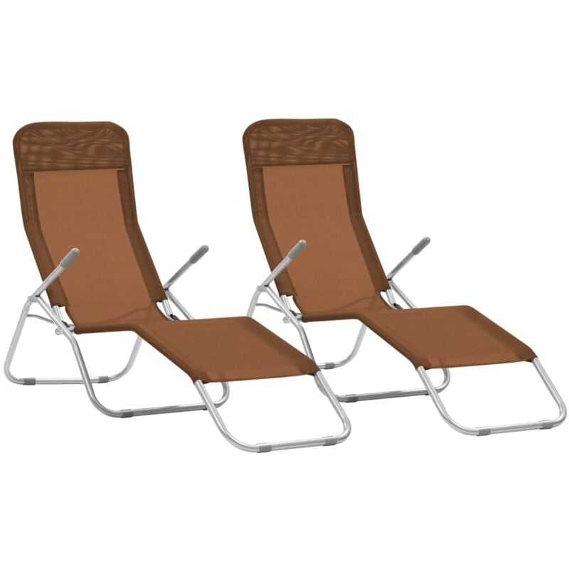 Vidaxl - Folding Sun Loungers 2 pcs Textilene Taupe