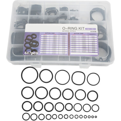 447 Pezzi Kit O-ring di tenuta aria condizionata per auto Assortimento di sostituzione in gomma per escavatore SH