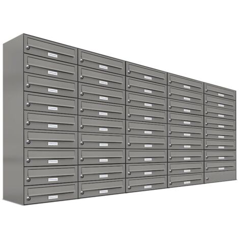 44er Premium Briefkasten Aluminiumgrau RAL Farbe 9007 für Außen Wand Postkasten