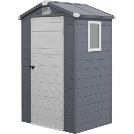 4.4ft x 3.3ft size Aluminium Frame and Plastic Wall Shed, with Foundation - Grey
