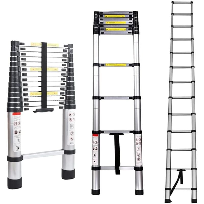 Lucn - 4,4m Échelle Télescopique en Aluminium Echelle Pliable Extension Portable Echelles Haute Qualité 150KG Charge Max