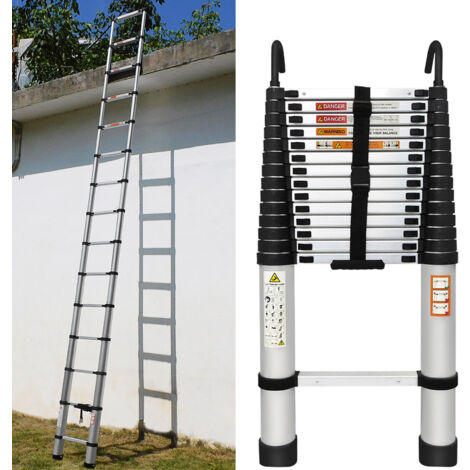 4.4M Portable Telescopic Step Ladder with Detachable Hook Foldable Extendable Builders
