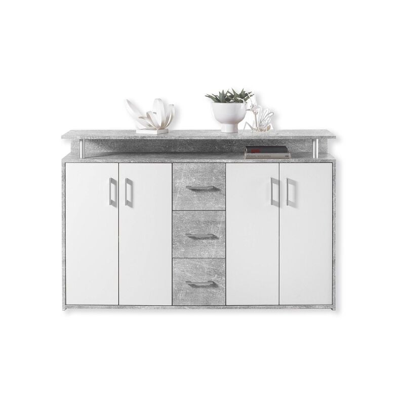 45-339-D5-3 DRIFT BETON / WEISS Kommode Sideboard Beistellkommode ca. 139 cm-