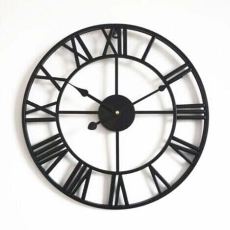 45 cm Horloge murale silencieuse vintage avec chiffres romains sans tic-tac, en métal - Décoration d’intérieur pour salon, cuisine, café, hôtel et bureau