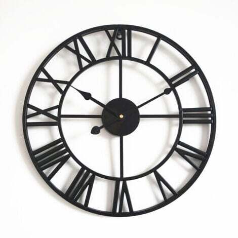 45 cm lautlose Vintage-Wanduhr mit römischen Ziffern, kein Ticken, aus Metall - Innendekoration für Wohnzimmer, Küche, Café, Hotel und Büro