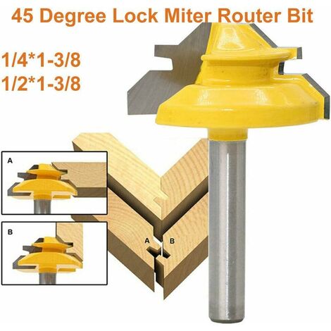45 Degrés Fraise à Bois, Fraise à Rainurer, Tenon Joint Cutter Pour Outil de Coupe du Bois Machine de Défonceuse,Fraise à Bois pour Outils de Menuiserie (1/2 * 1-3/8)