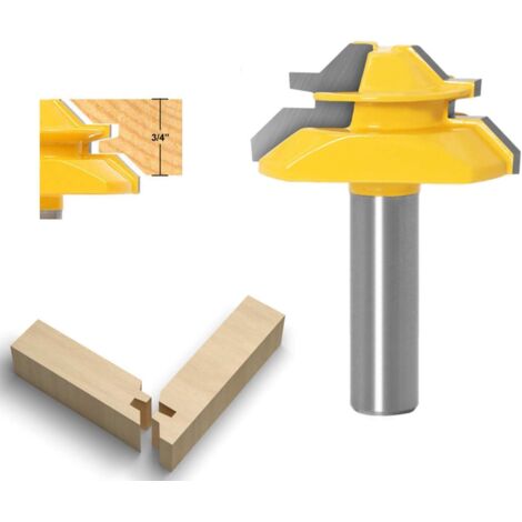 45 Degrés Lock Mitre Router Bit 12,7mm, APLUS Fraise à Bois, Fraise à Rainurer, Tenon Joint Cutter Pour Outil de Coupe du Bois Pour Machine de Gravure, Machine de Décogeupa