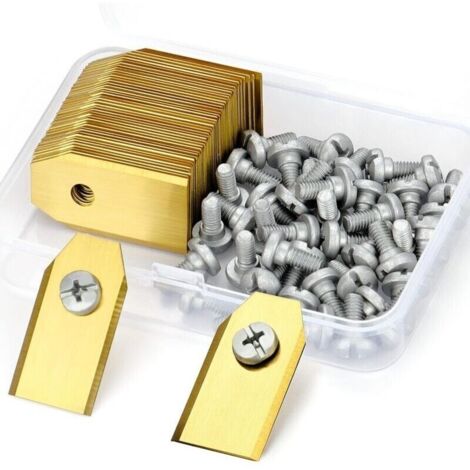 45 lames de rechange en inox 0.75mm pour robots tondeuses Husqvarna/Automower/Gardena/Yardforce. Couleur or, coupe précise et durable.