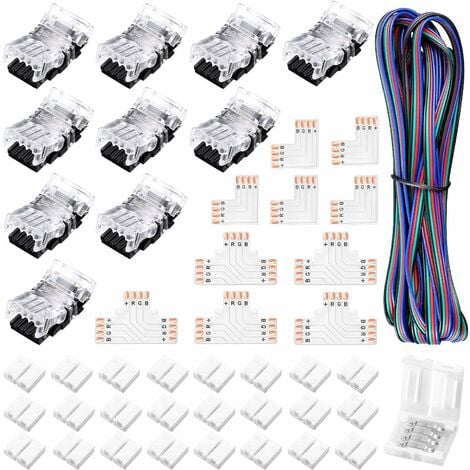 Connecteur étanche, connecteur LED femelle mâle, avec connecteur ip65  étanche à 2 broches, avec câble d'extension 16AWG 20cm, pour bande  lumineuse LED