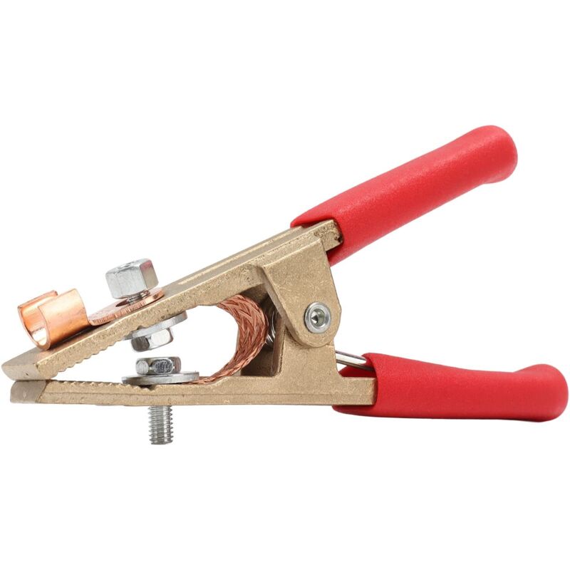 Image of 45 mm breite Erdungsklemme, 300 A Messing-Schweißerdungsklemme für Kfz-Anwendungen (rote Abdeckung)