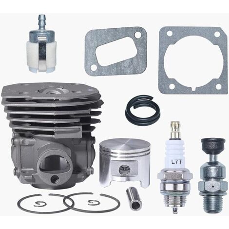 45 mm Cylindre Piston Kit pour Husqvarna 353 351 350 346XP EPA 345 340 Tronçonneuse Pièces avec Valve Décompression Filtre à Carburant Tuyau de Carburant Joint de Cylindre etc (Nikasil)