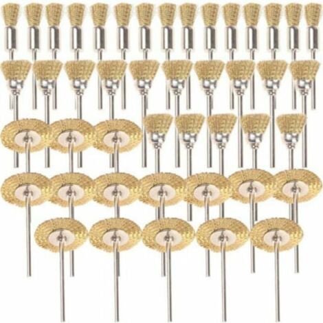 ODIPIE 45 Pieces Brass Brushes Wire Brushes Wire Brush Dremel Proxxon Polishing Kit Steel Brushes Polishing Discs Brush Round Brush Disc Shank Ø 3.17 Mm