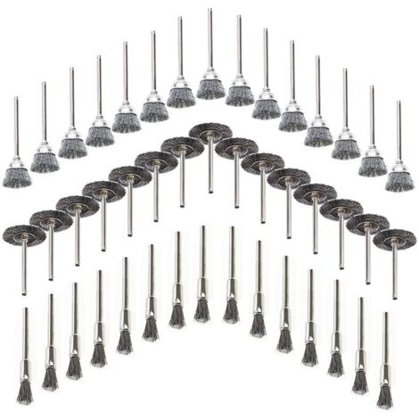 45 pièces Brosses Métalliques, Fil d'acier Inoxydable Métallique de Forage Brosses Rotatifs, pour Métal pour Perceuse Outils, Polissage, Dérouillage, Bois en Ébarbage