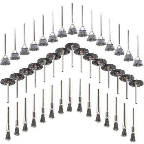 45 pièces Brosses Métalliques, Fil d'acier Inoxydable Métallique de Forage Brosses Rotatifs, pour Métal pour Perceuse Outils, Polissage, Dérouillage, Bois en Ébarbage