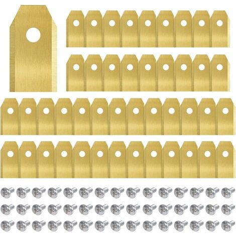 MEMKEY 45 Pièces Lames Tondeuse en Titane, Lame Robot Tondeuse pour Husqvarn/Automower/Yardforce/Gardena avec Vis, Lames de Rechange pour Modèles 105, 310, 315, 320, 420, 430x, r40i