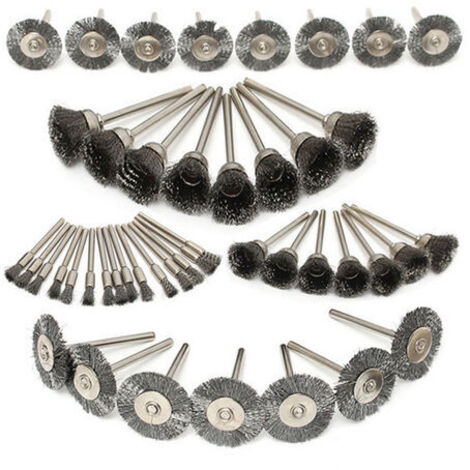 45-teiliges Edelstahl-Drahtbürsten-Set 10/15/25 mm mit 1/8"-Schaft zum Polieren