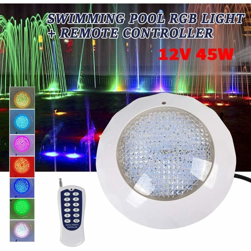 Senderpick - 45 w AC12 v rgb led d'éclairage de piscine piscine led sous-marine avec télécommande, éclairage de piscine piscine lumière étanche