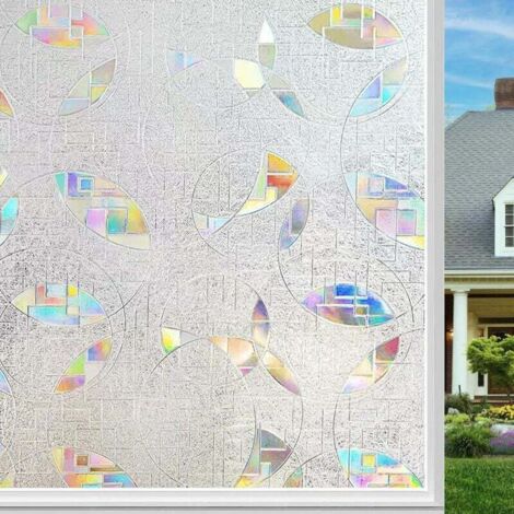(45 x 200 cm) Películas para ventanas autoadhesivas y estáticas, película para ventanas de arcoíris, película para vidrio esmerilado con patrón de tulipanes, película de privacidad para baño en oficin