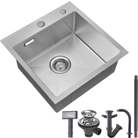 CozyBlock Edelstahl-Spüle 63,5 Cm – Topmount, 18 Gauge, 4 Hahnlöcher, Schalldämmend