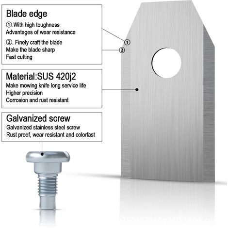 MEMKEY 45 x Lames de Couteau en Titane pour Toutes Les Tondeuses Robotiques Husqvarn/Automower/ Yardforce/Gardena(3g-0.75mm) Avec 45 Vis, Lames de Rechange pour Modèles 105,310,315,320,420,430x,r40i