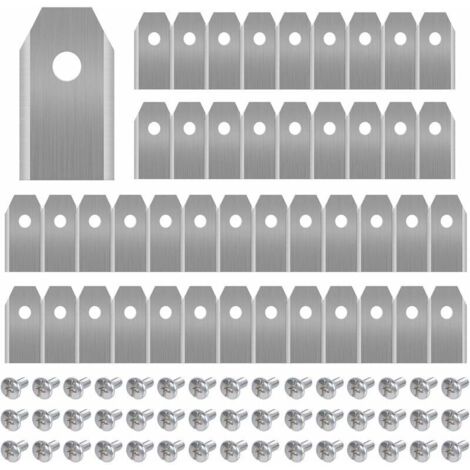 RNEMITERY 45 x Lames de Couteau en Titane pour Toutes Les Tondeuses Robotiques Husqvarn/Automower/ Yardforce/Gardena(3g-0.75mm) Avec 45 Vis, Lames de Rechange pour Modèles 105,310,315,320,420,430x,r40i