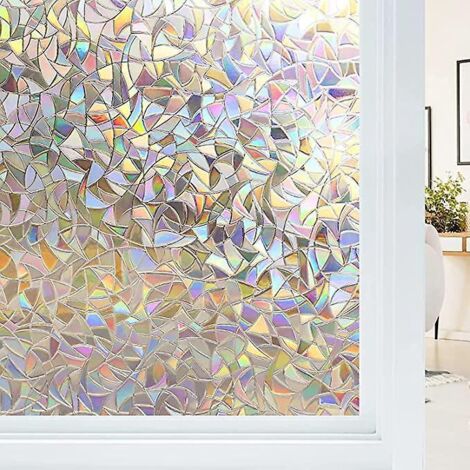 45 X200cm,film Electrostatique Vitre Effet Arc-en-ciel, Film Fenetre Anti Regard Dcoratif, Film Pour Vitre 3d Anti Uv, Film Occultant Fenetre Idal
