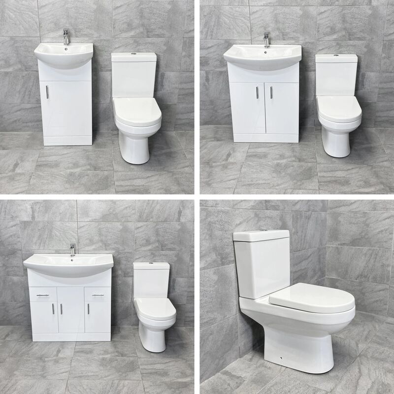 Hydros - 450 550 650 750 Vanity Basin Unit + Charlotte Toilet Set Bathroom Sink Suite, 750mm Unit-With Tap & Waste