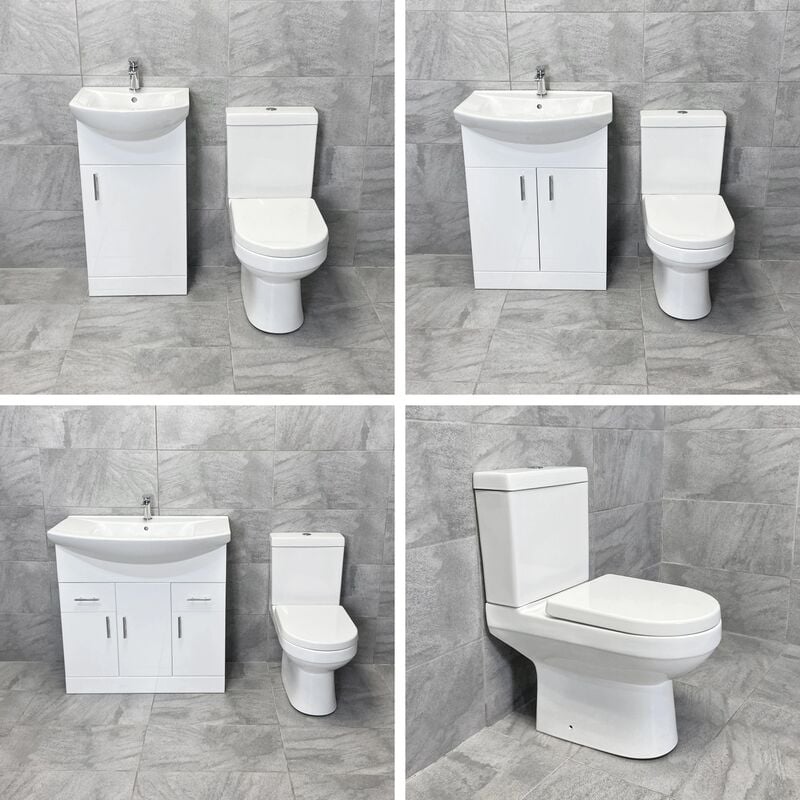 450 550 650 750 Vanity Basin Unit + Charlotte Toilet Set Bathroom Sink Suite, 850mm Unit-With Tap & Waste