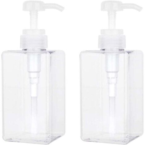 450-ml-Seifenspender, 2er-Set leere Kunststoff-Pumpflaschen für Küche und Bad – Transparent