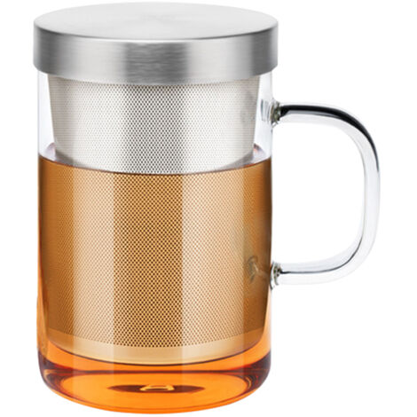 450-ml-Teebecher aus Borosilikatglas mit Teesieb und Deckel
