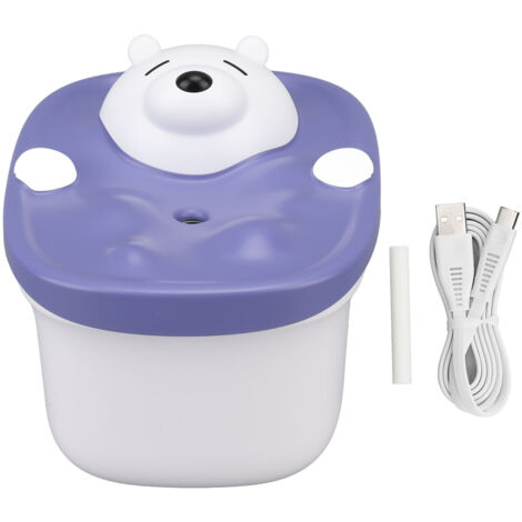 450-ml-USB-Luftbefeuchter, Bärenform, Lila, Mini-Tischluftreiniger