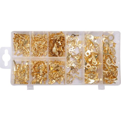 450-teiliges Set Messing Flachstecker & Kabelschuhe – Weiblich, Männlich, mit Loch