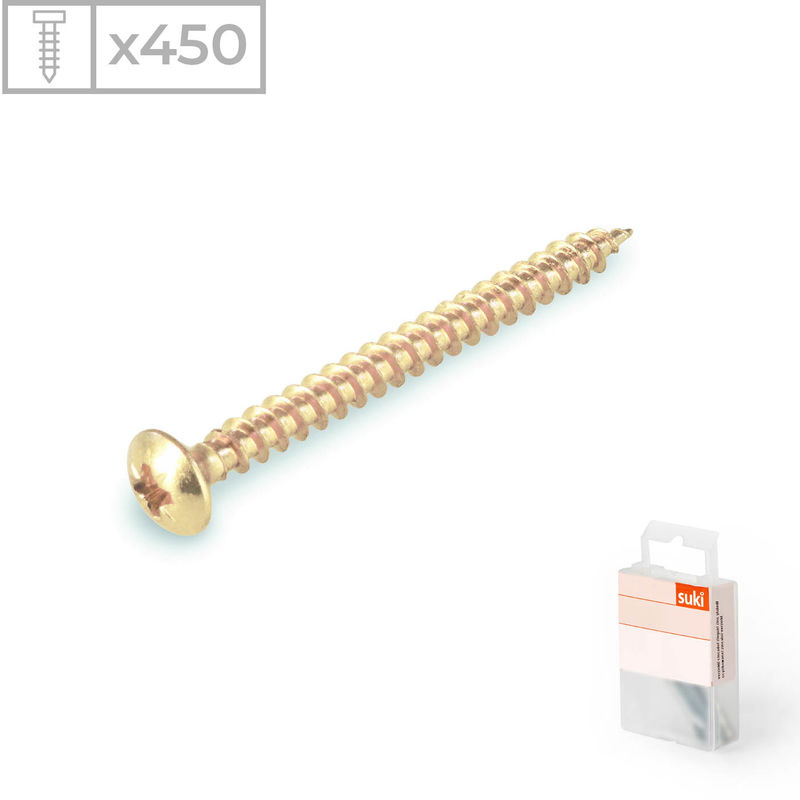 

Suki - 450 Tornillos para madera con gota de sebo fabricados en acero zincado, medidas 4,0x30mm