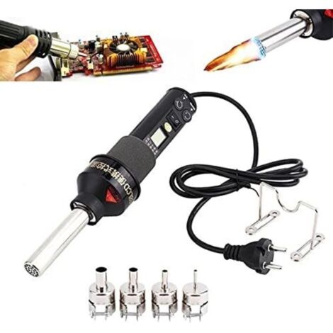 450 W Pistolet à Air Chaud Portable, 220 V Décapeur Thermique, Ensemble de Pistolets à Air Chaud avec Affichage NuméRique LCD pour Dessouder Divers Panneau de Couverture de Boîte