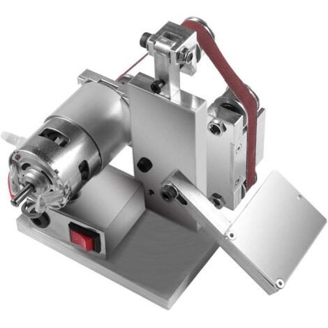 4500-9000RPM Polisseuse Réglable, Mini Ponceuse pour Bricolage avec Ceintures et Clé Incluses