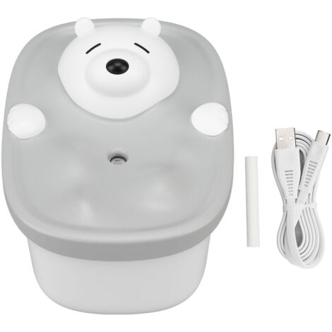 450ml Mini Desktop Humidifier Bubble Bear Shape USB Charging Moisturizing Humidifier Grey