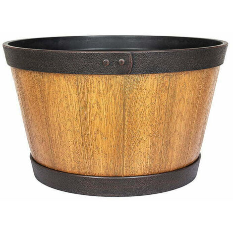 45cm Large Oban Whiskey Barrel - Plastic - L45 x W45 x H26 cm - Light Oak