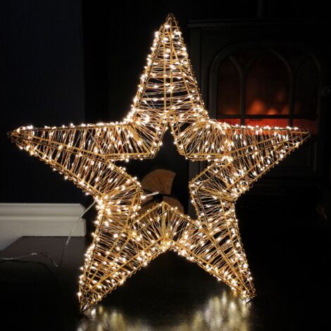 45cm Light Up Rose Gold Star Christmas Sculpture Decoration with 750 Warm White LEDs